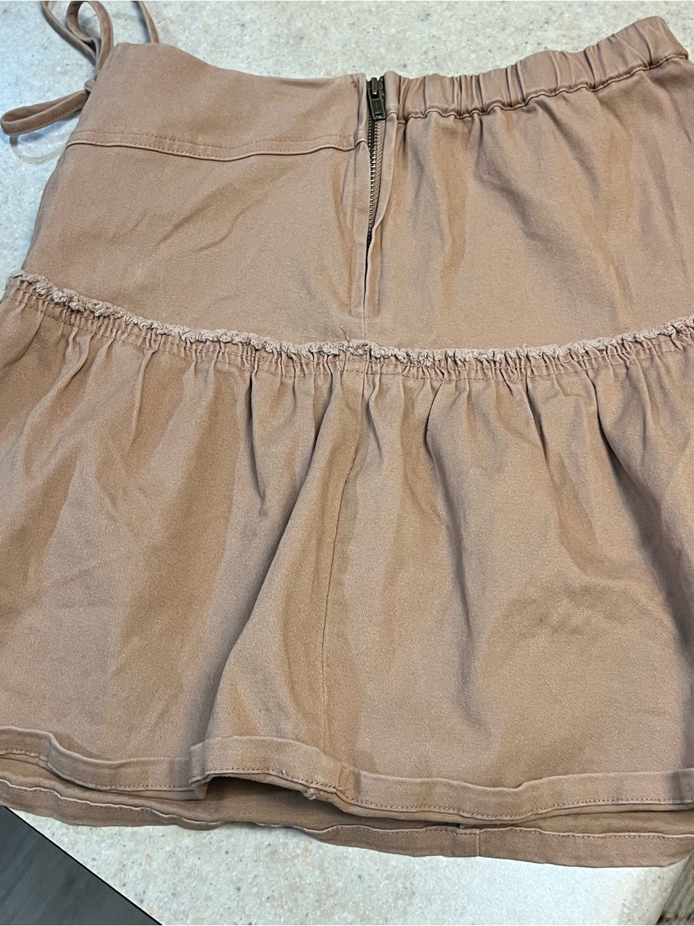 Women’s Tiered Mini Skirt in Dusty Taupe